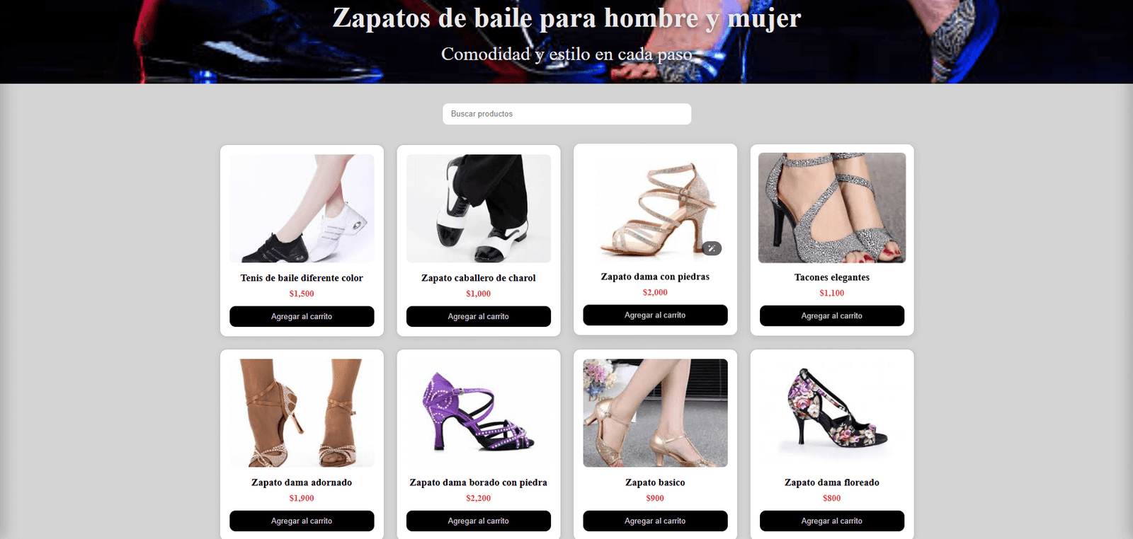 E-commerce de zapatos de baile